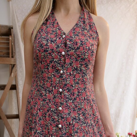 Vintage Retro 1990s Cottage Core Dress Ladies XS S 100% Rayon - Picture 3 of 9